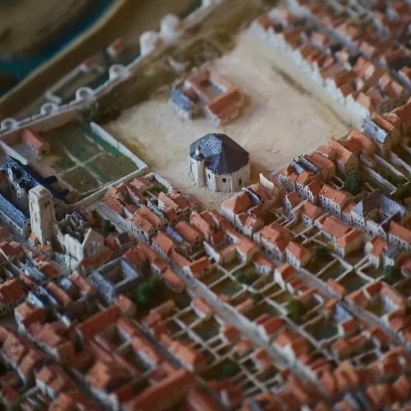 Photo of a miniature replica of a renaissance European city.