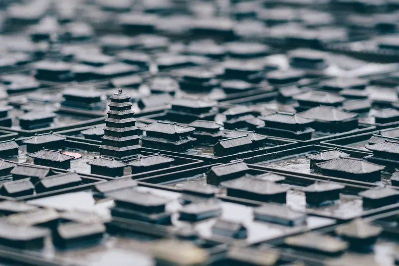 Photo of a miniature replica of an ancient Chinese city.