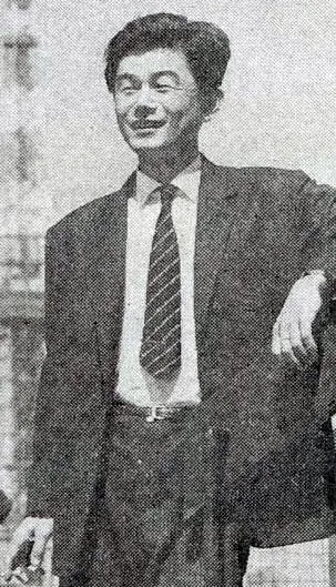 Black and white portrait photo of Hoshi Shin'ichi's face