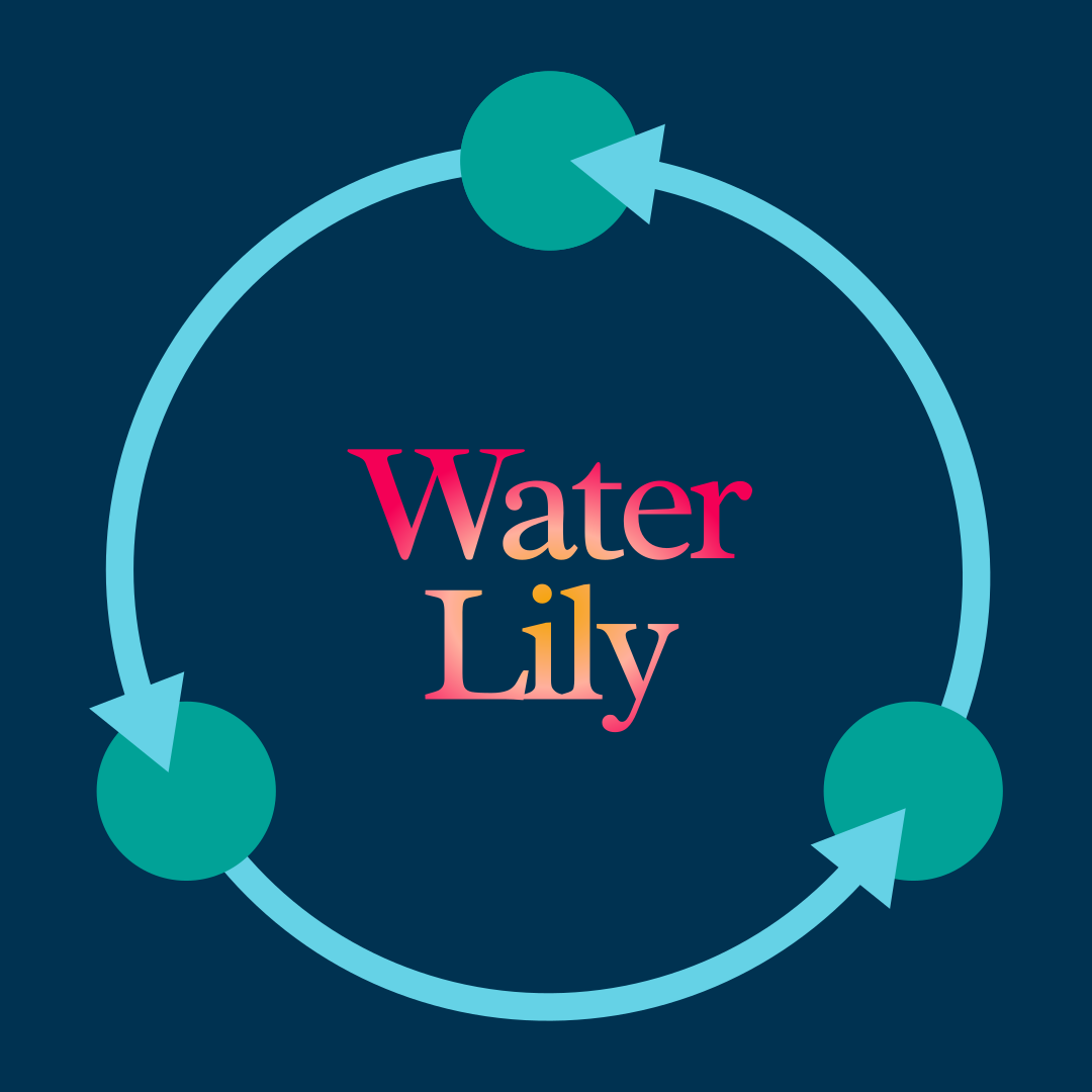 A loop diagram like the others, but more generic. There are three unlabeled dots forming a circular loop, and at the center are the words `Water Lily`.