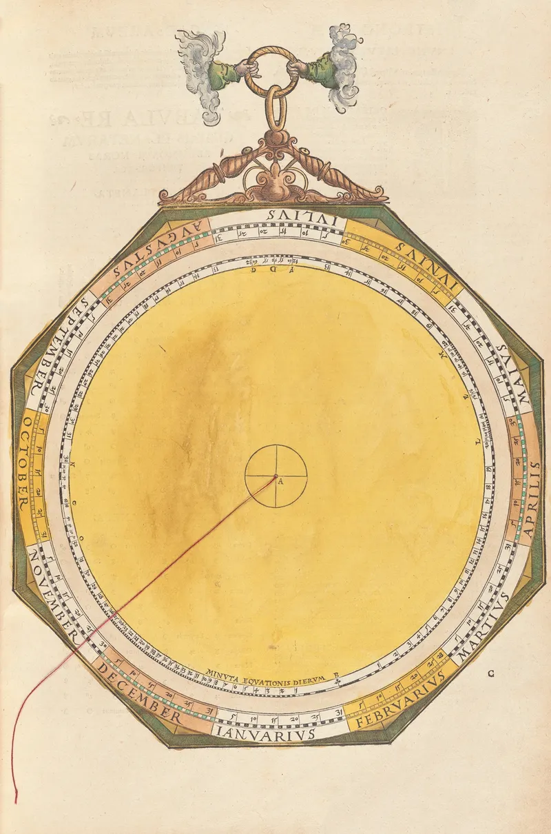 Another circular calendar in the same style, this time depicting a blank circle without lines or drawings inside it.