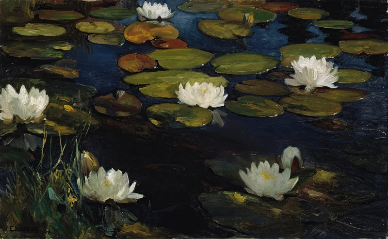 Water lily painting by Albert Edelfelt.
